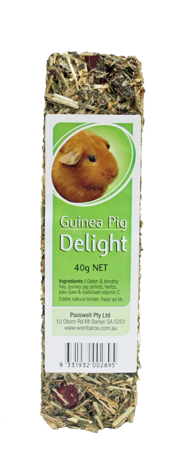 A close up of a package of food for guinea pigs