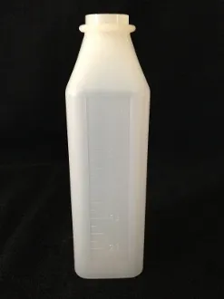 A bottle of milk is shown on the table.