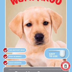 A poster of a puppy with instructions for use.