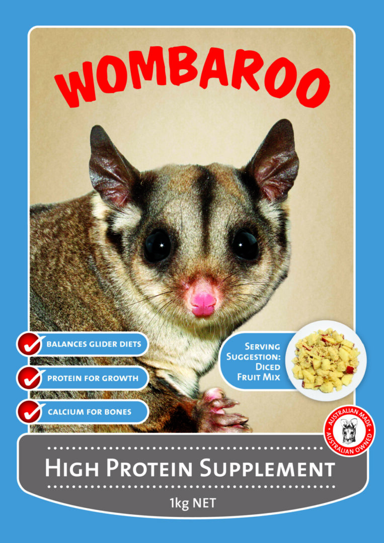 A poster of an animal with food in front.